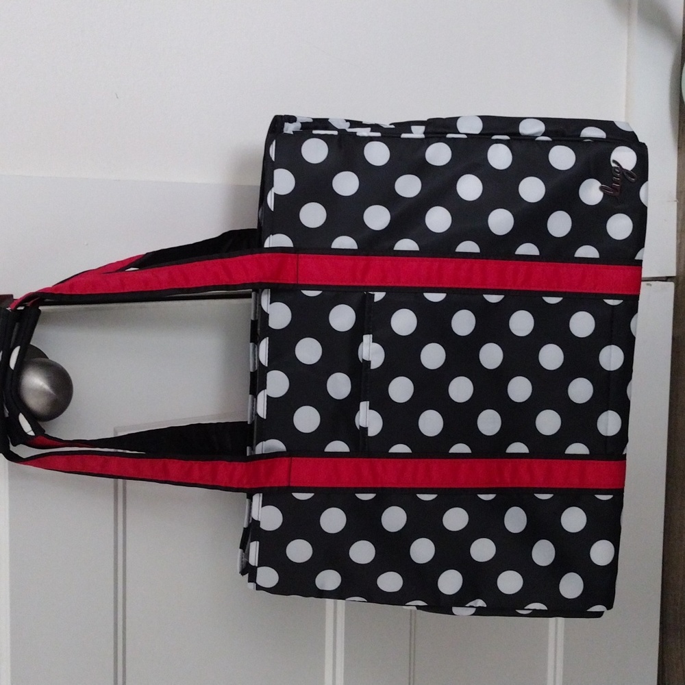 NWOT Lug Rover XL Black Large Dot Expandable Tote